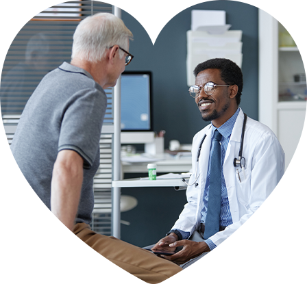 A doctor looking up at a patient.