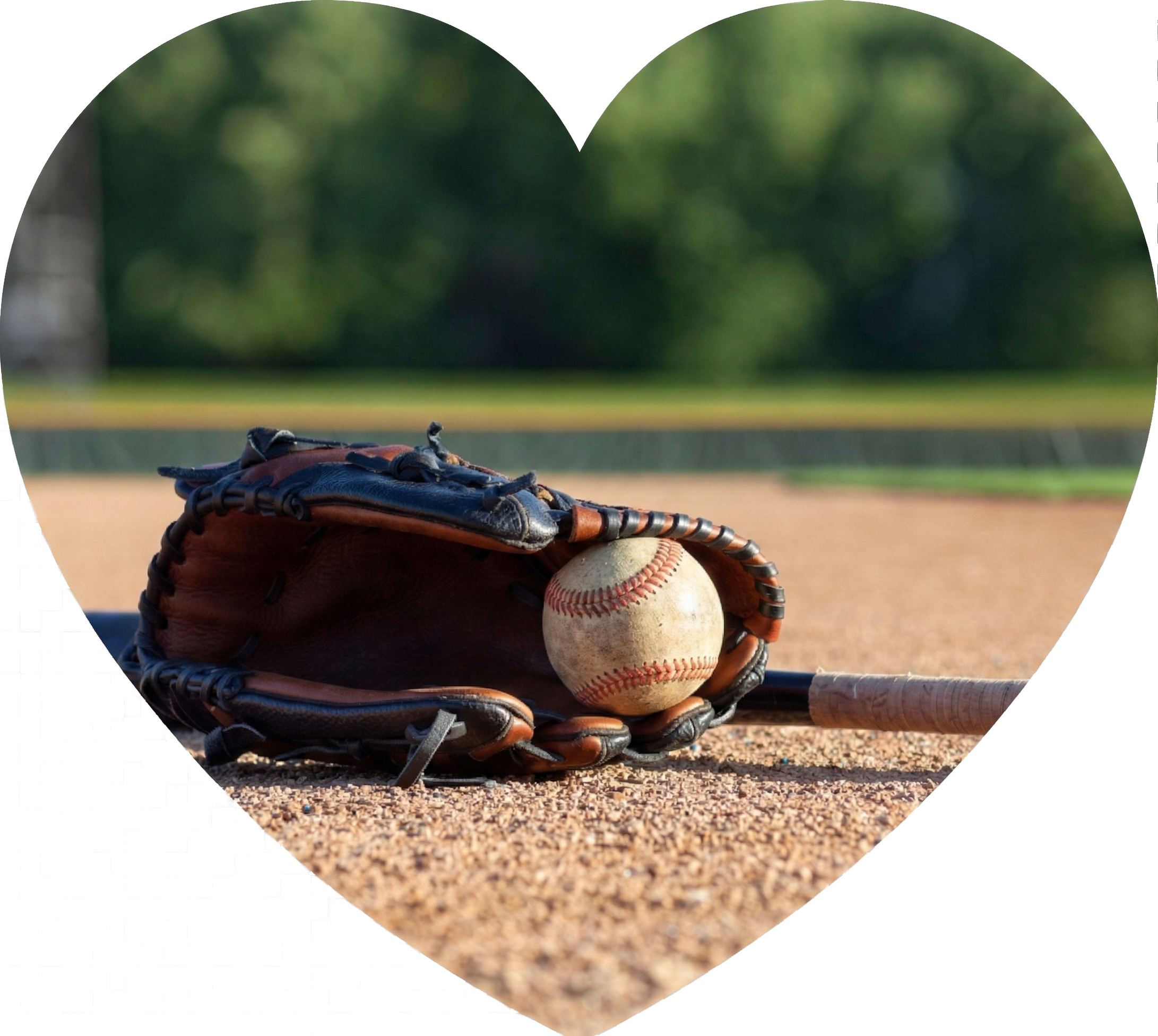 Baseball glove, bat, and ball